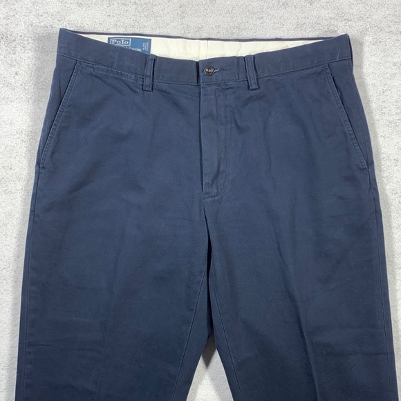 Polo by Ralph Lauren Pants Mens 35x30  Blue Cotton Preston Chino Trousers Preppy - Picture 4 of 13
